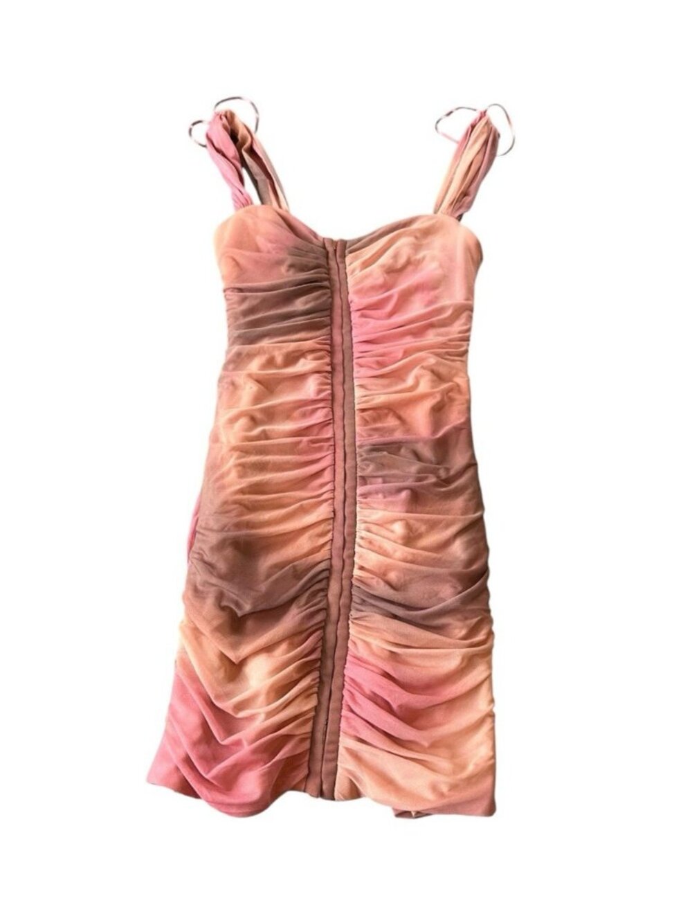 Zara Pink Lined Ruched Bodycon Mini Dress Sz XS Coquette Y2K Festival Party
